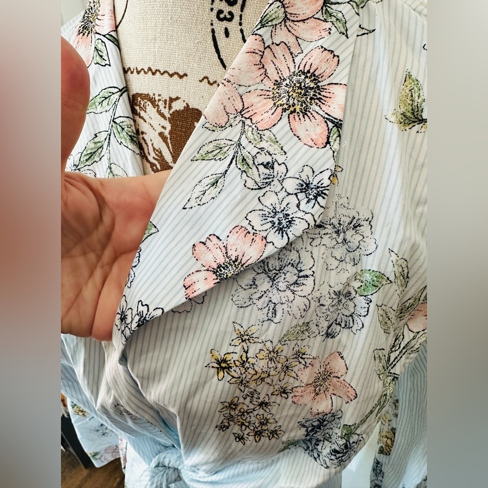 Kaari Blue Women’s Pinstriped Floral Shirt Dress - Picture 6 of 12